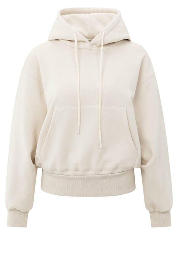 Yaya Hoodie with pleated bottom, CHALK WHITE